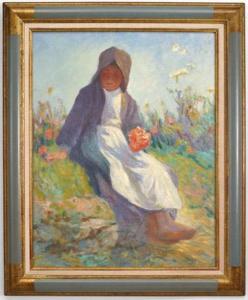 Copy of young girl gathering flowers
