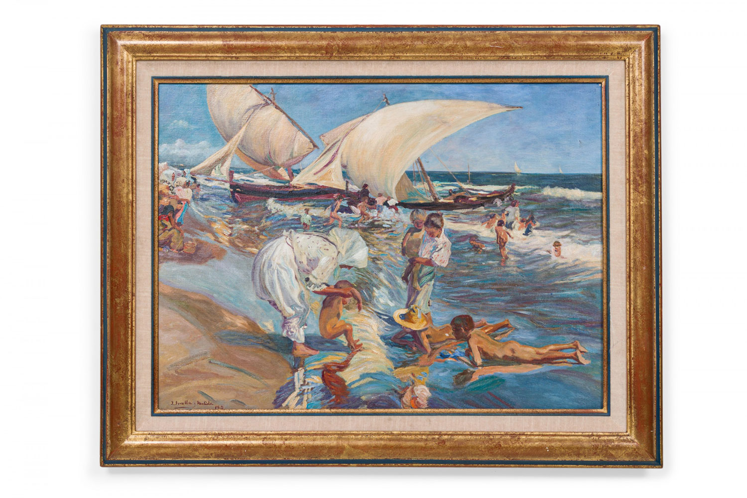 Copy of a crowded beach scene painting