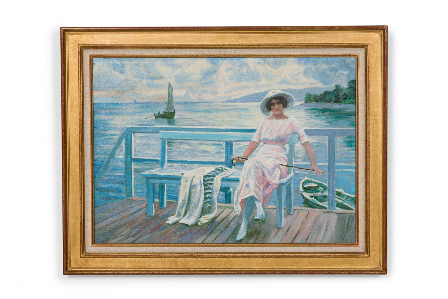 Copy of impressionist painting with women on a dock