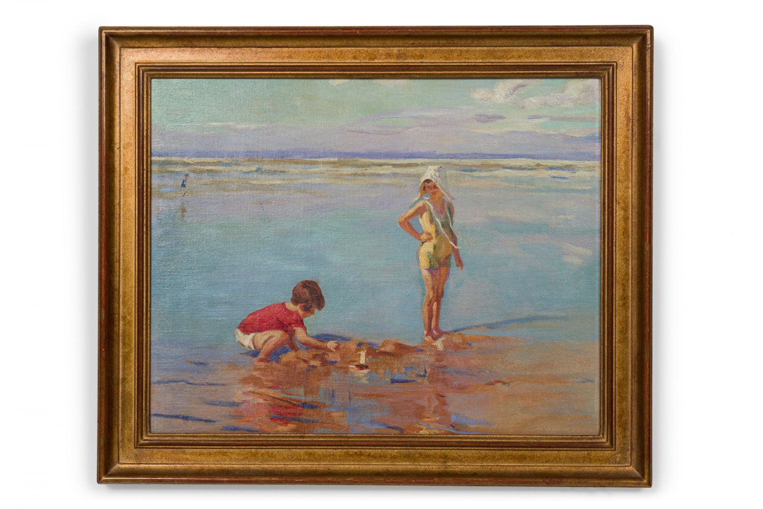 Copy of painting with figures in a tidal pool