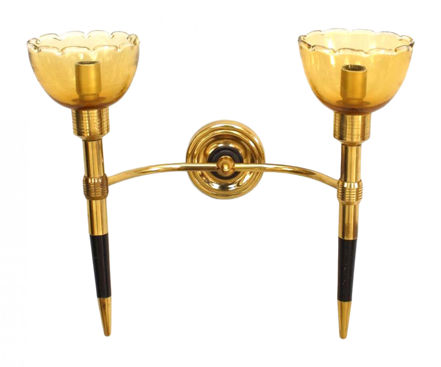 Italian mid century murano Brass glass wall sconces 2
