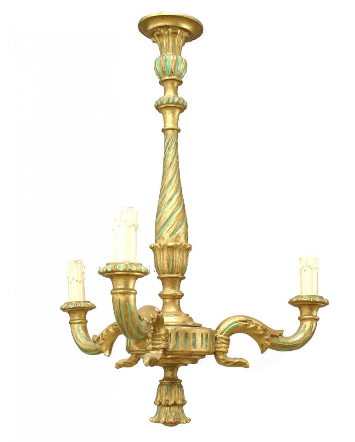 Italian rococo style gilt wood chandelier