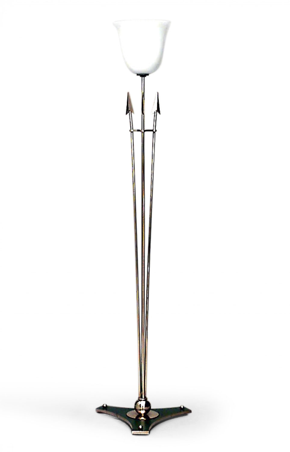 French art deco brass and turquoise floor lamp