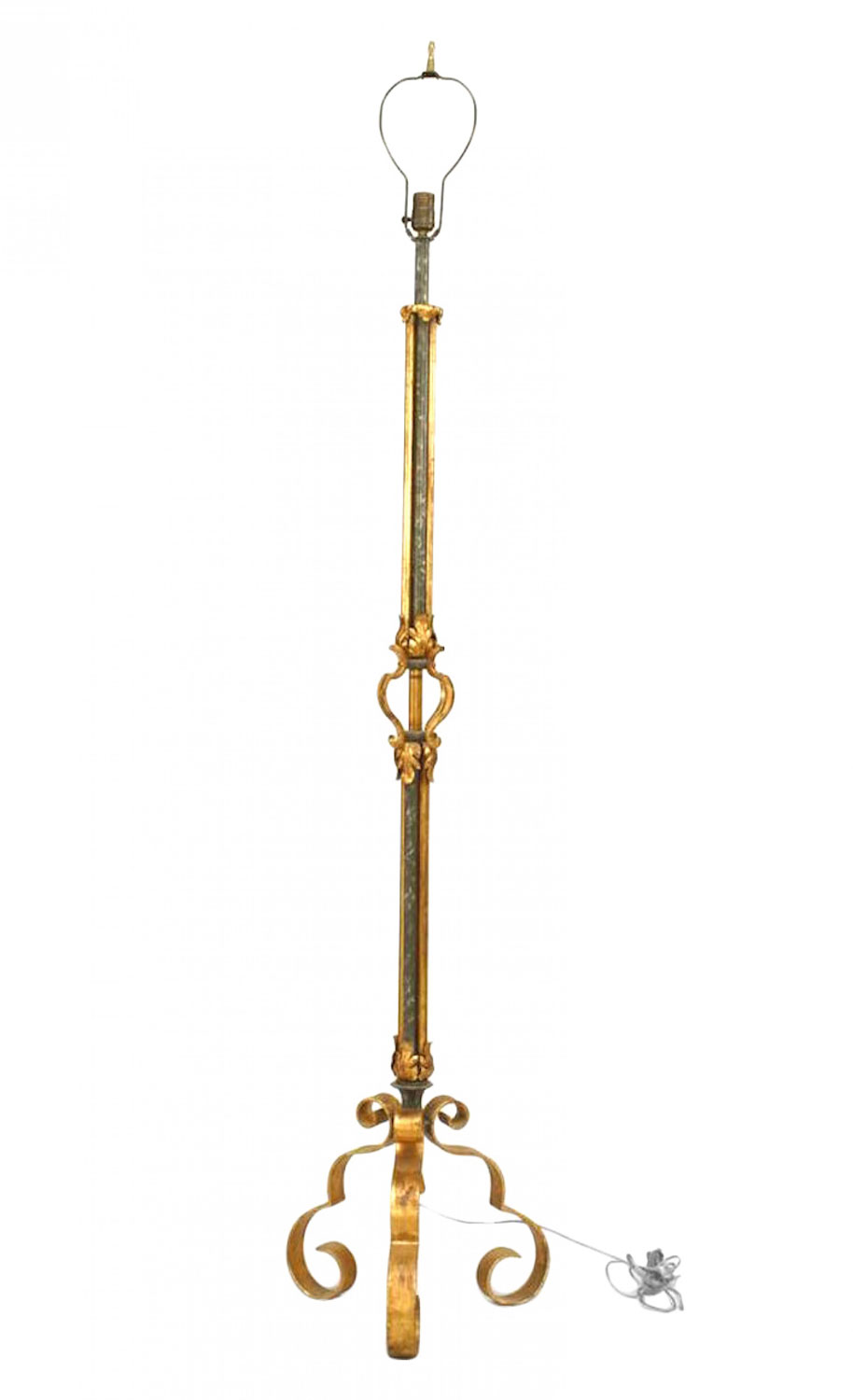 French mid century poillerat gilt iron floor lamp