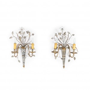 French mid century bagues gilt branch wall sconces