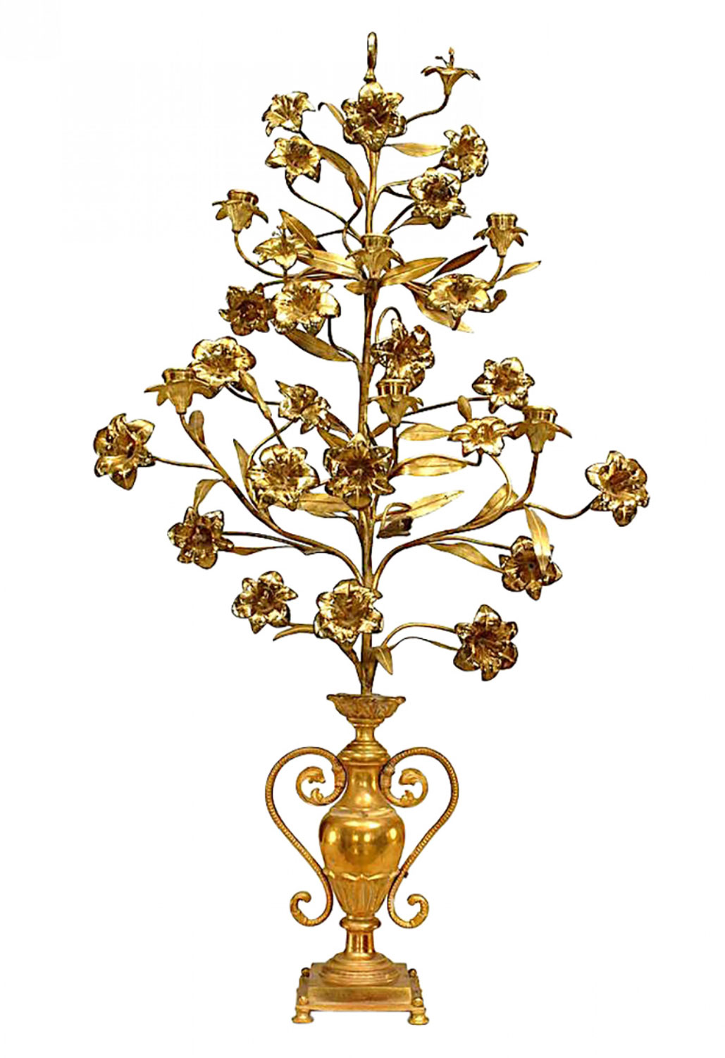 Italian neoclassic style bronze floral candelabra