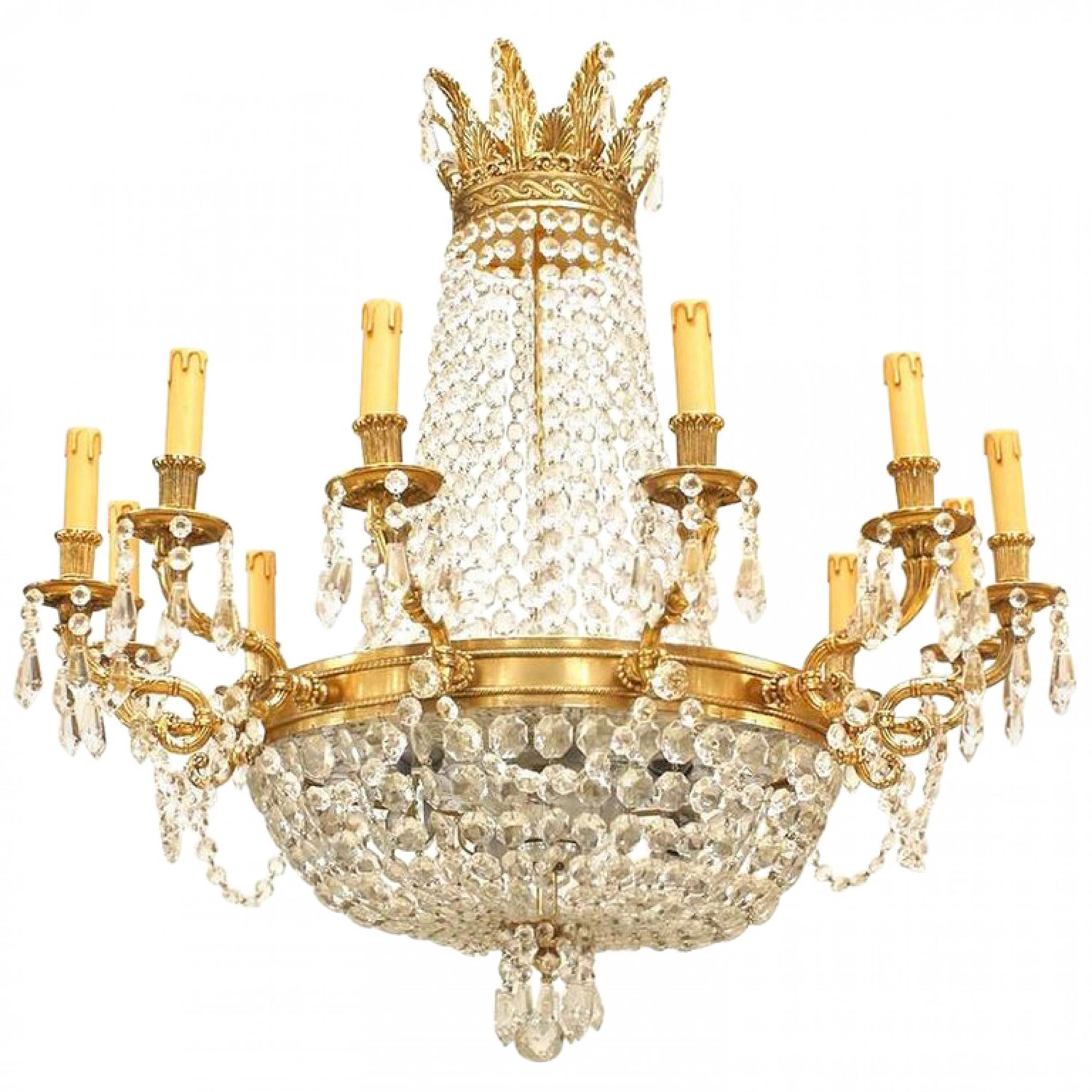 French louis xvi bronze and crystal chandelier