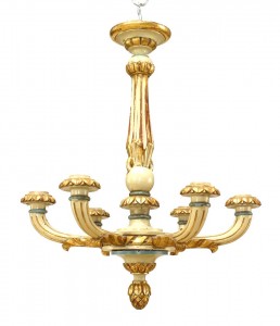 French louis xvi painted carved wood chandelier
