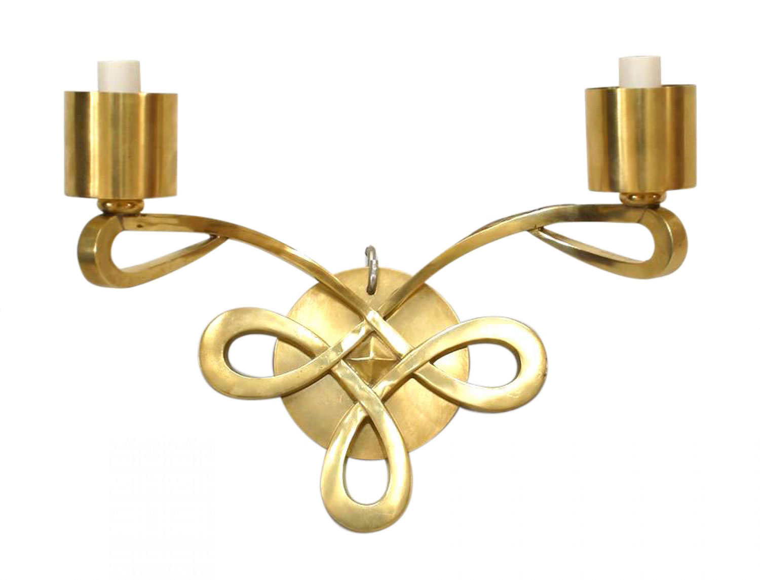 French mid century leleu bronze wall sconce