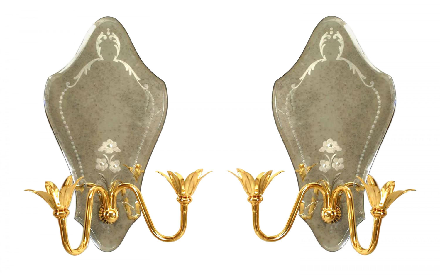 Pair of italian murano mirror wall sconces