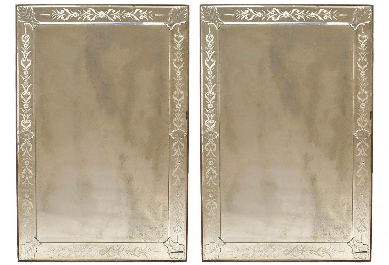 Italian venetian murano etched wall mirrors