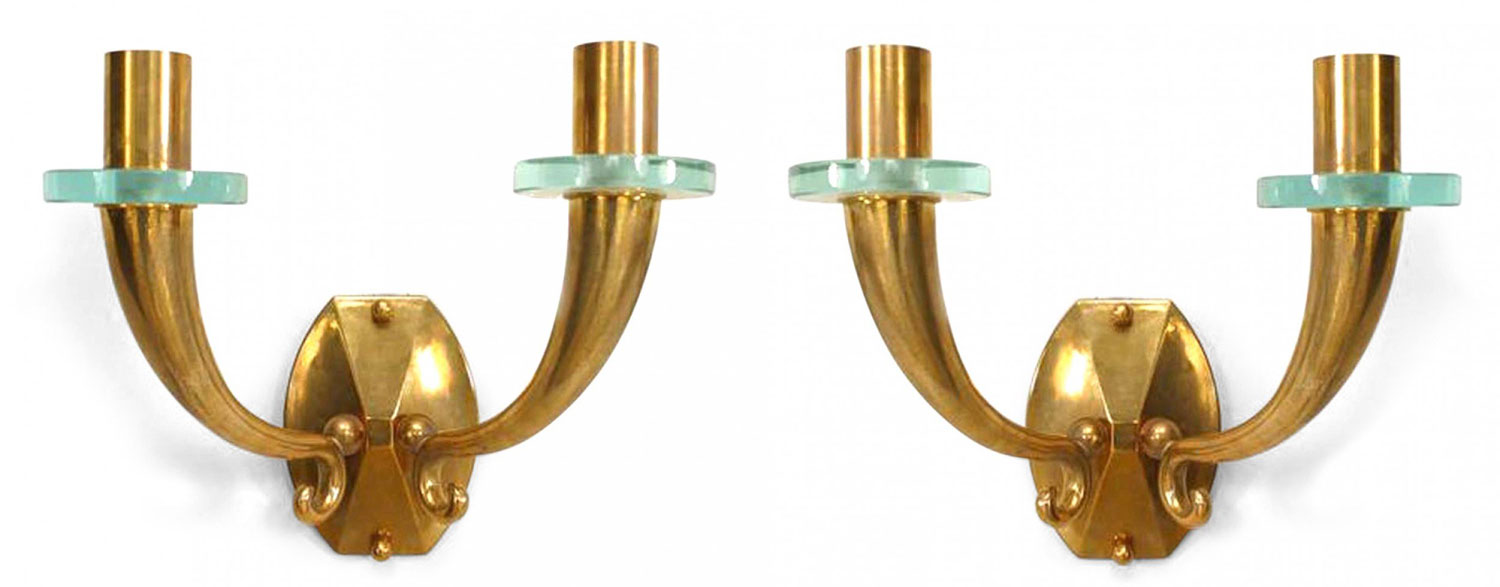Pair of french mid century bronze wall sconces 5