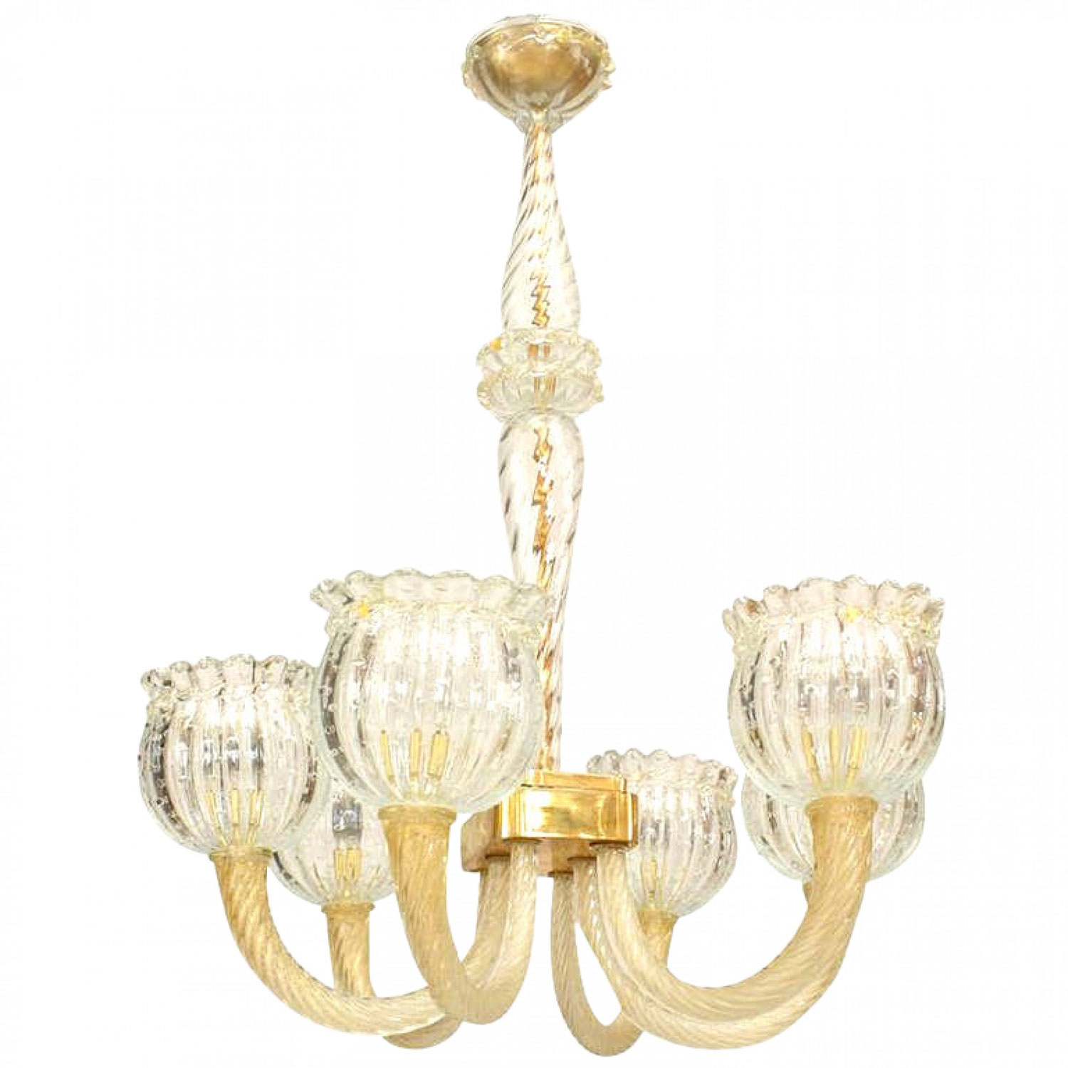 Italian murano gold dusted bubble glass chandelier