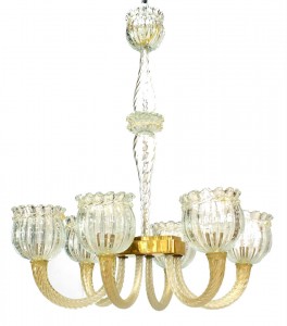 Italian murano gold dusted bubble glass chandelier 2