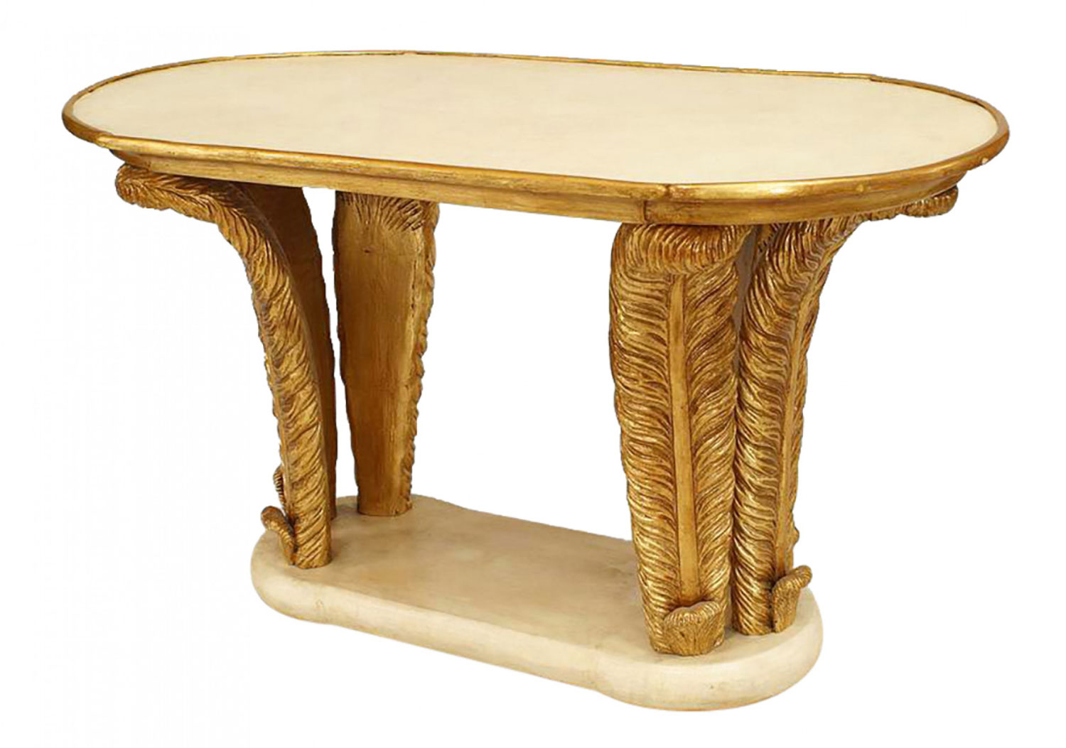 Italian parchment and gilt feather coffee table 1