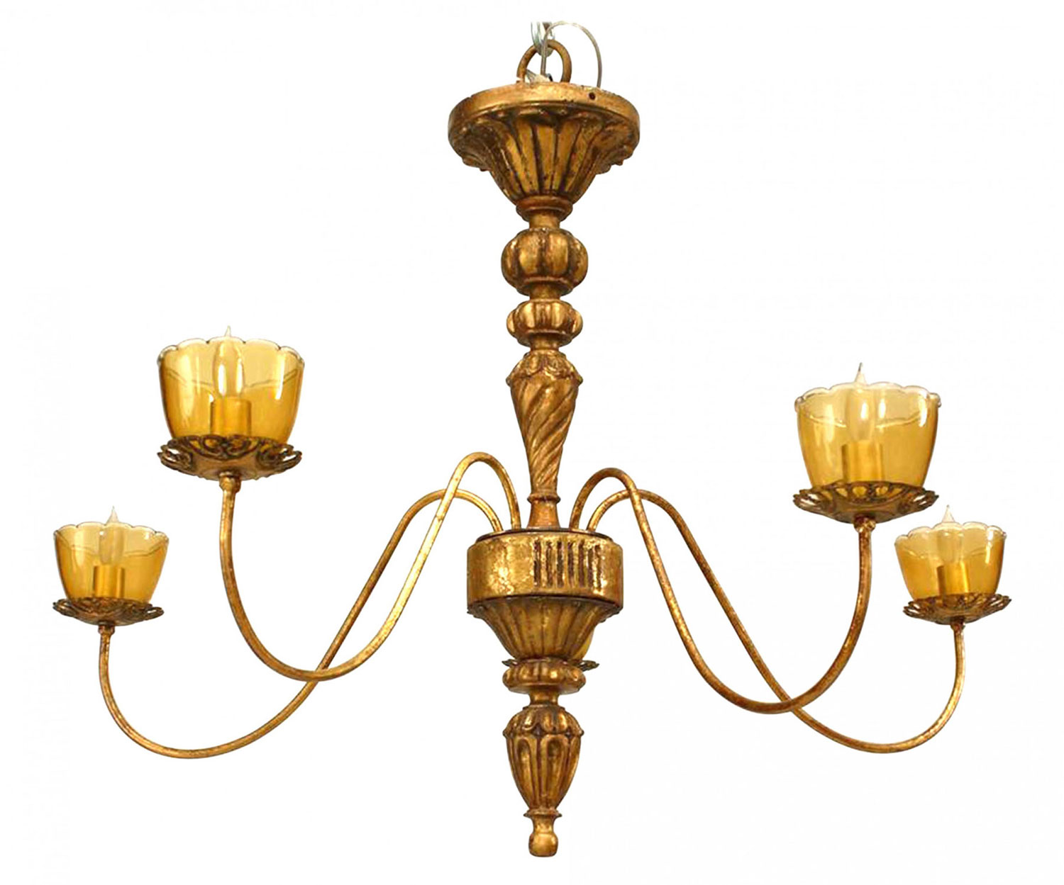 French louis xvi style gilt metal and wood chandelier