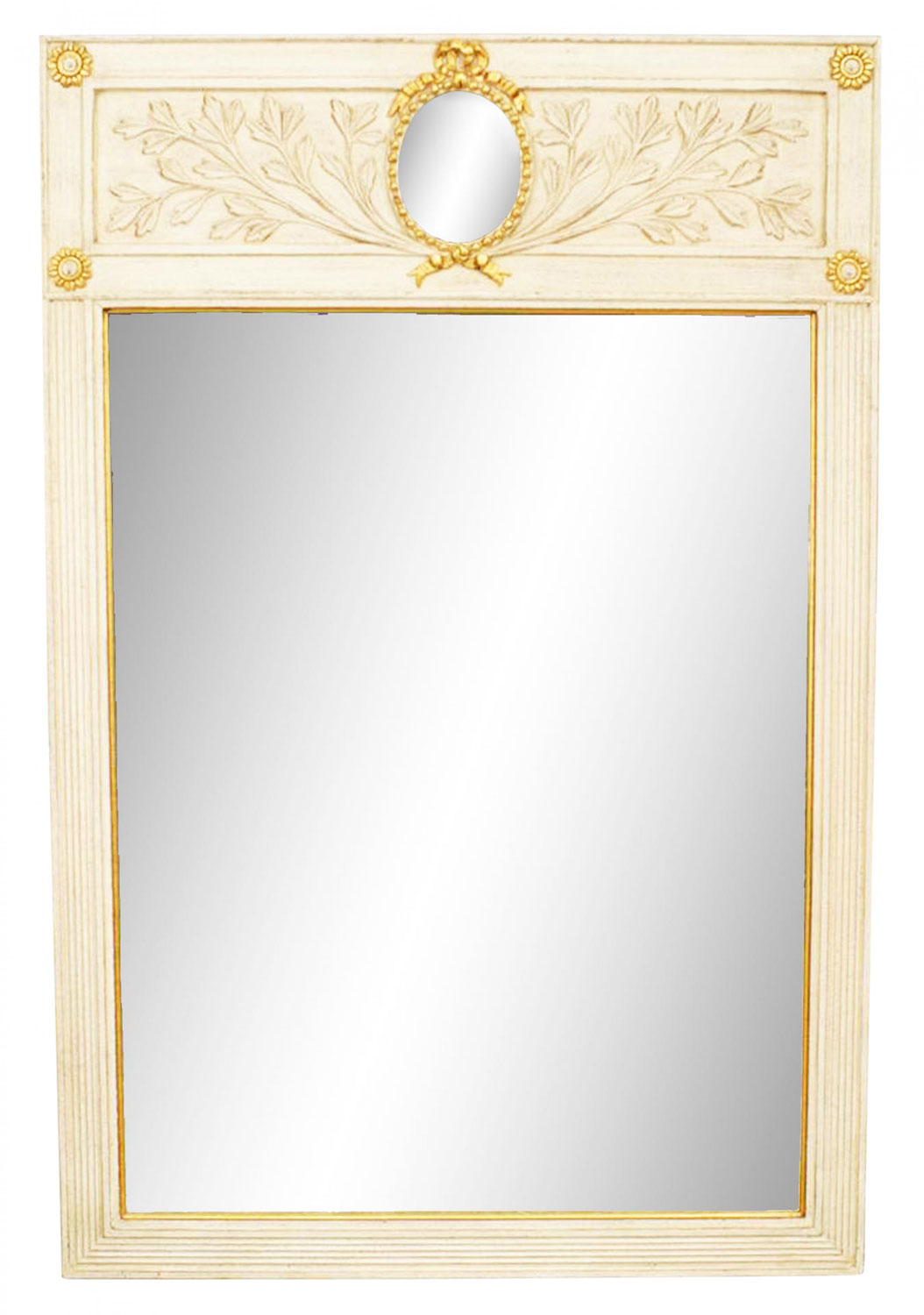 Italian neoclassic style white and gilt wall mirror