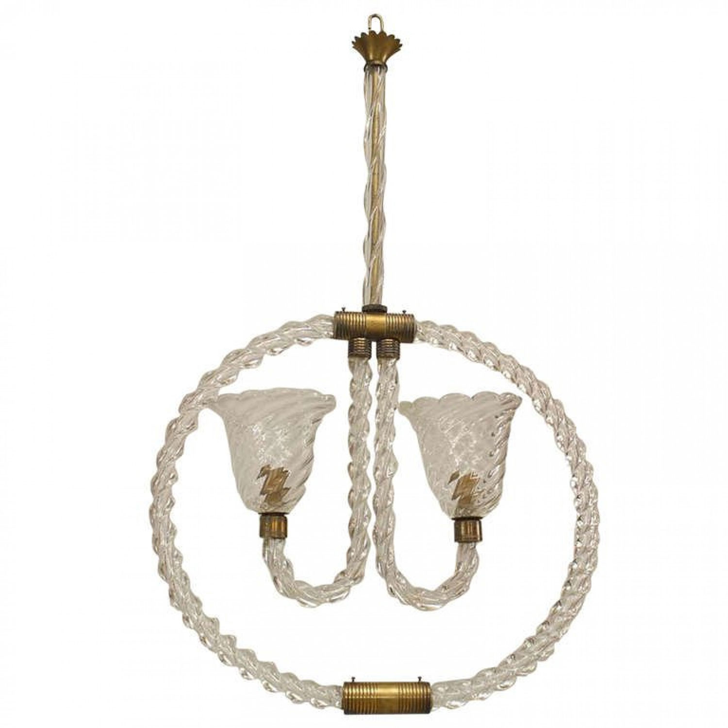 French mid century e toso murano glass hoop chandelier