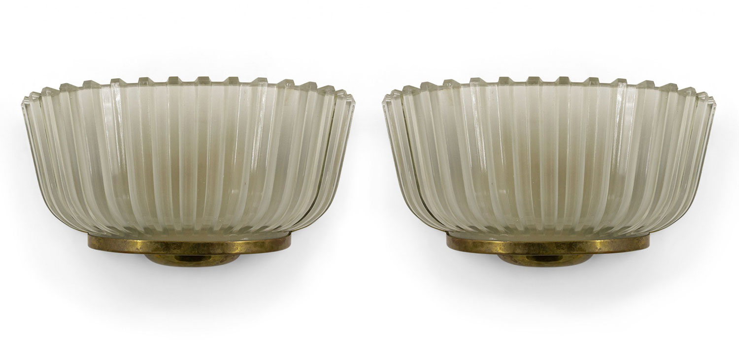 Italian mid century frosted glass wall sconces 1