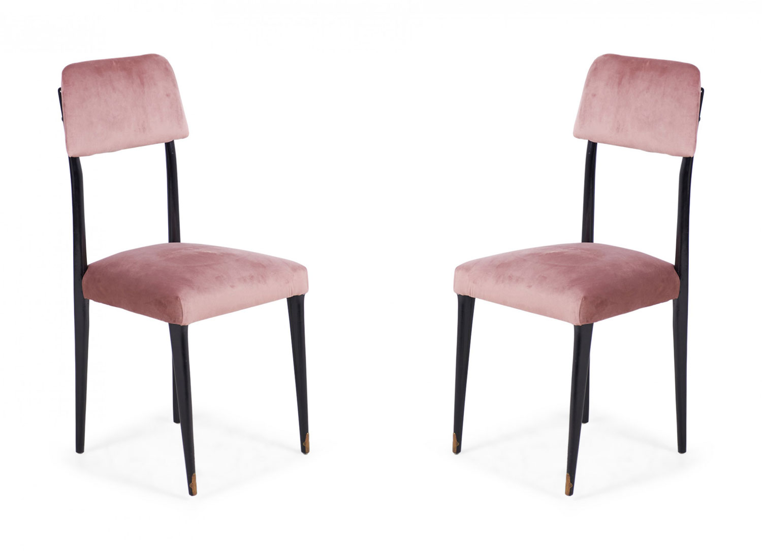 Italian muslin ebonized side chairs