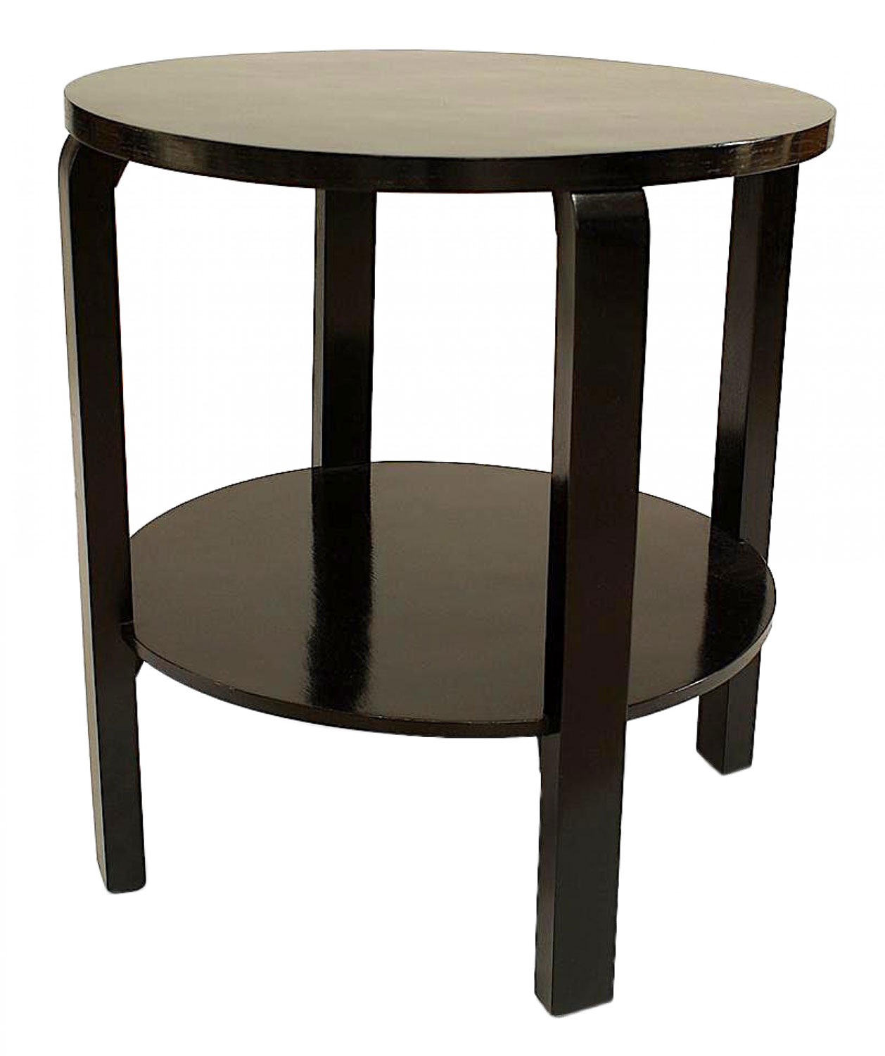 Italian Mid Century ebonized round end table 1