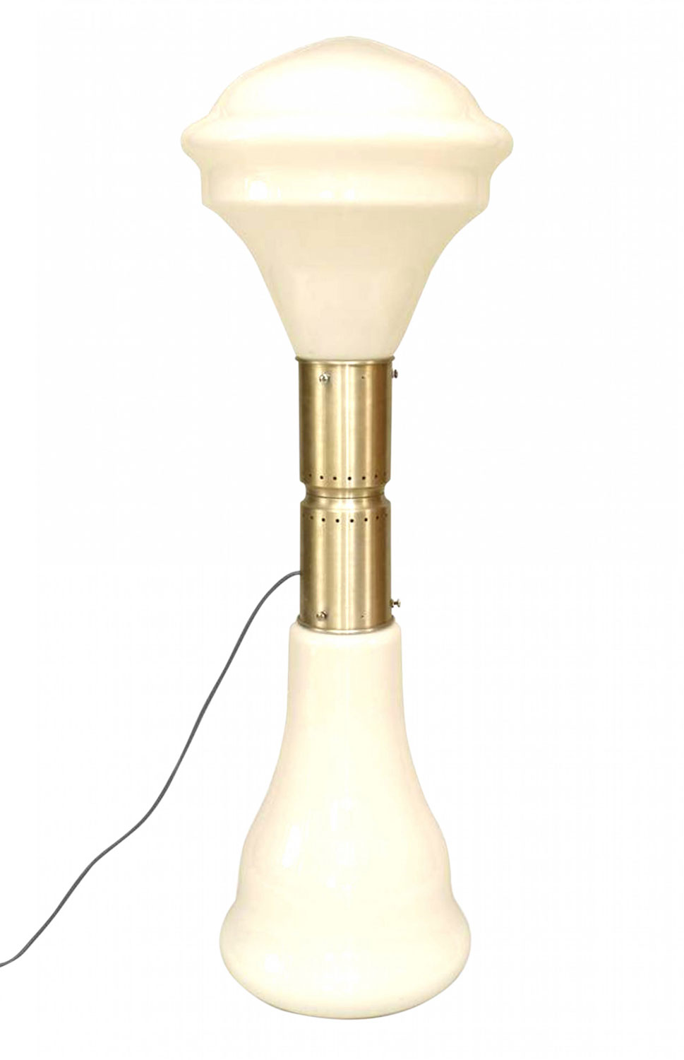 Italian mid century white glass and aluminum floor lamp