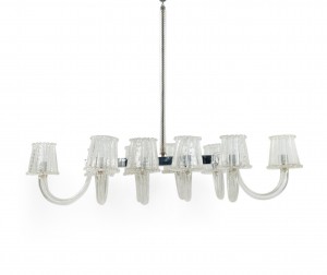 Italian venetian murano chrome and glass chandelier 4