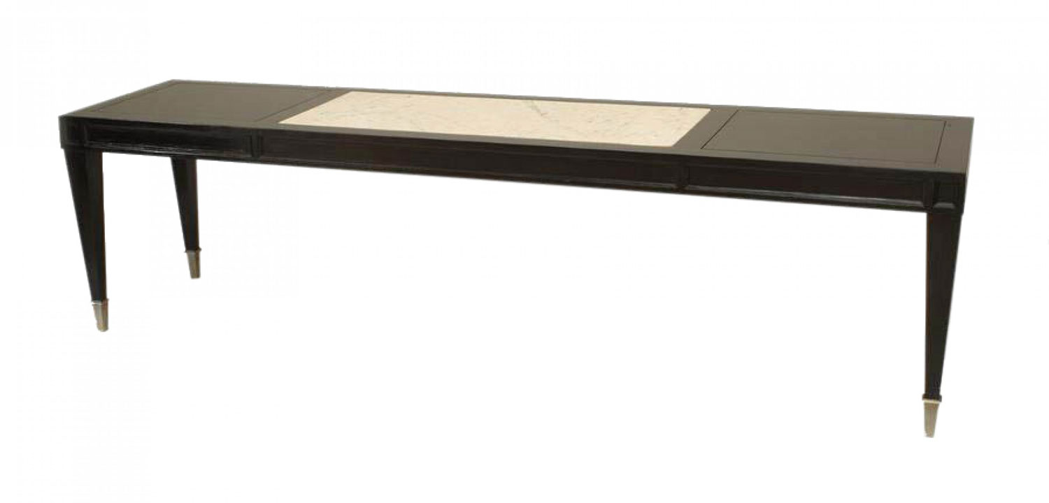 Italian ebonized marble top coffee table 1