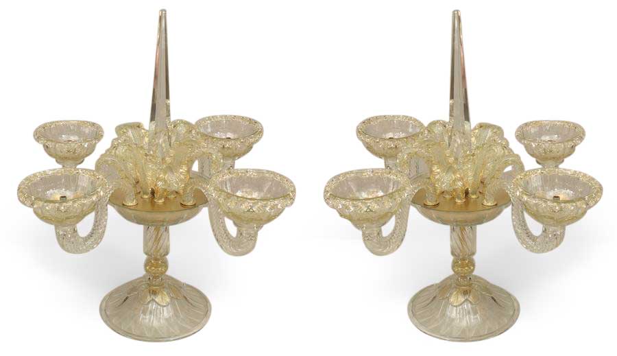 Italian venetian murano glass candelabras 1