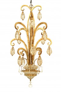 French art deco octopus gilt metal and glass chandelier 1