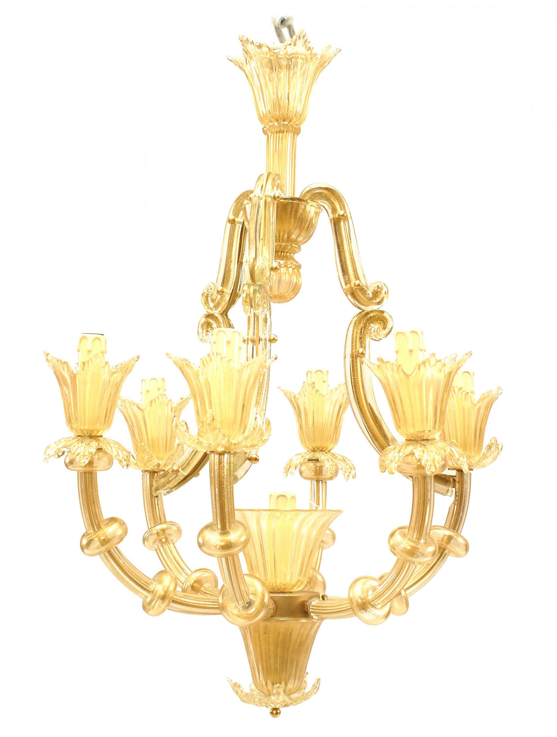 Italain venetian murano gold dusted bamboo glass chandelier 1
