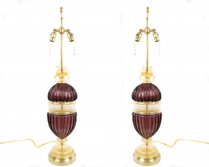 Italian murano amethyst glass table lamps 1624a