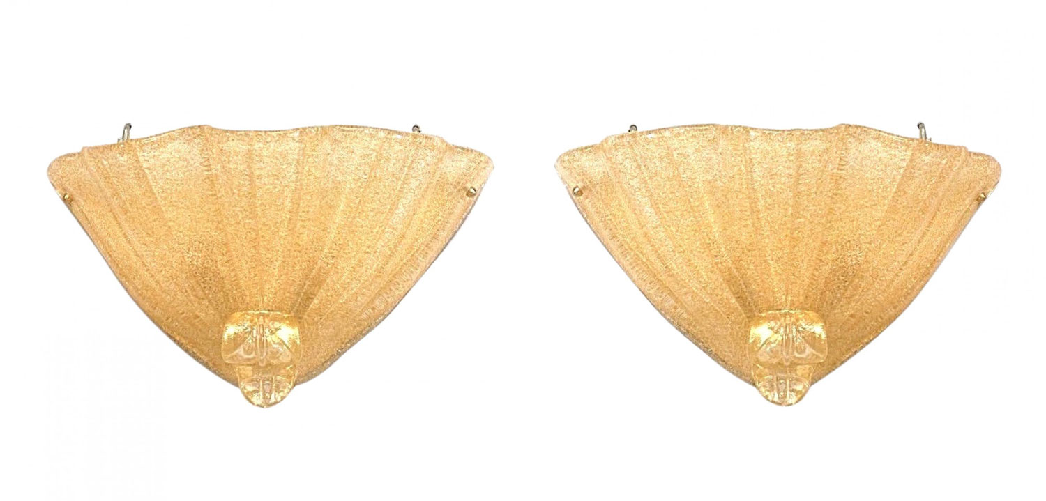 Italian venetian murano ventola gold glass wall sconces