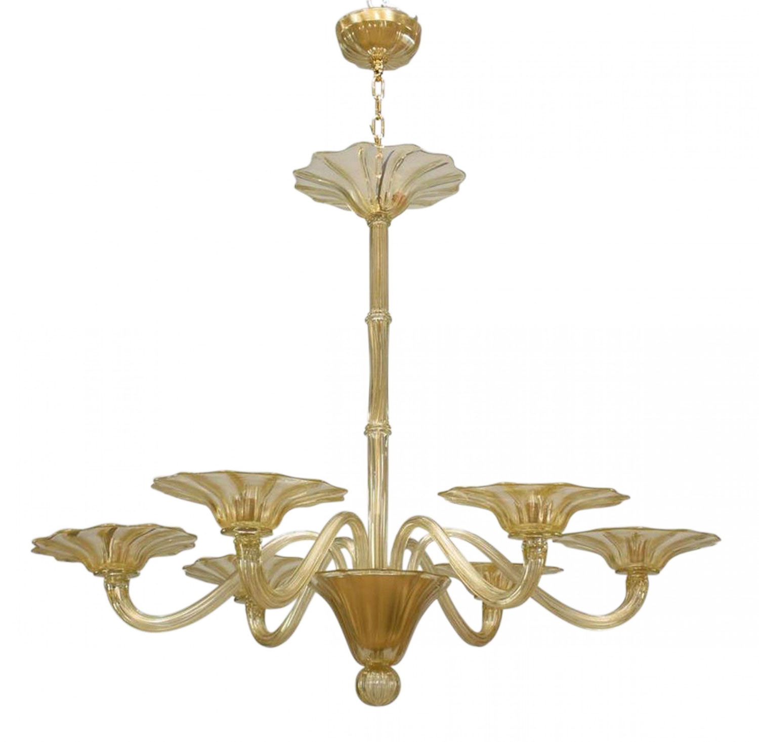 Italian Mid Century Gold Dusted Glass Chandeliers