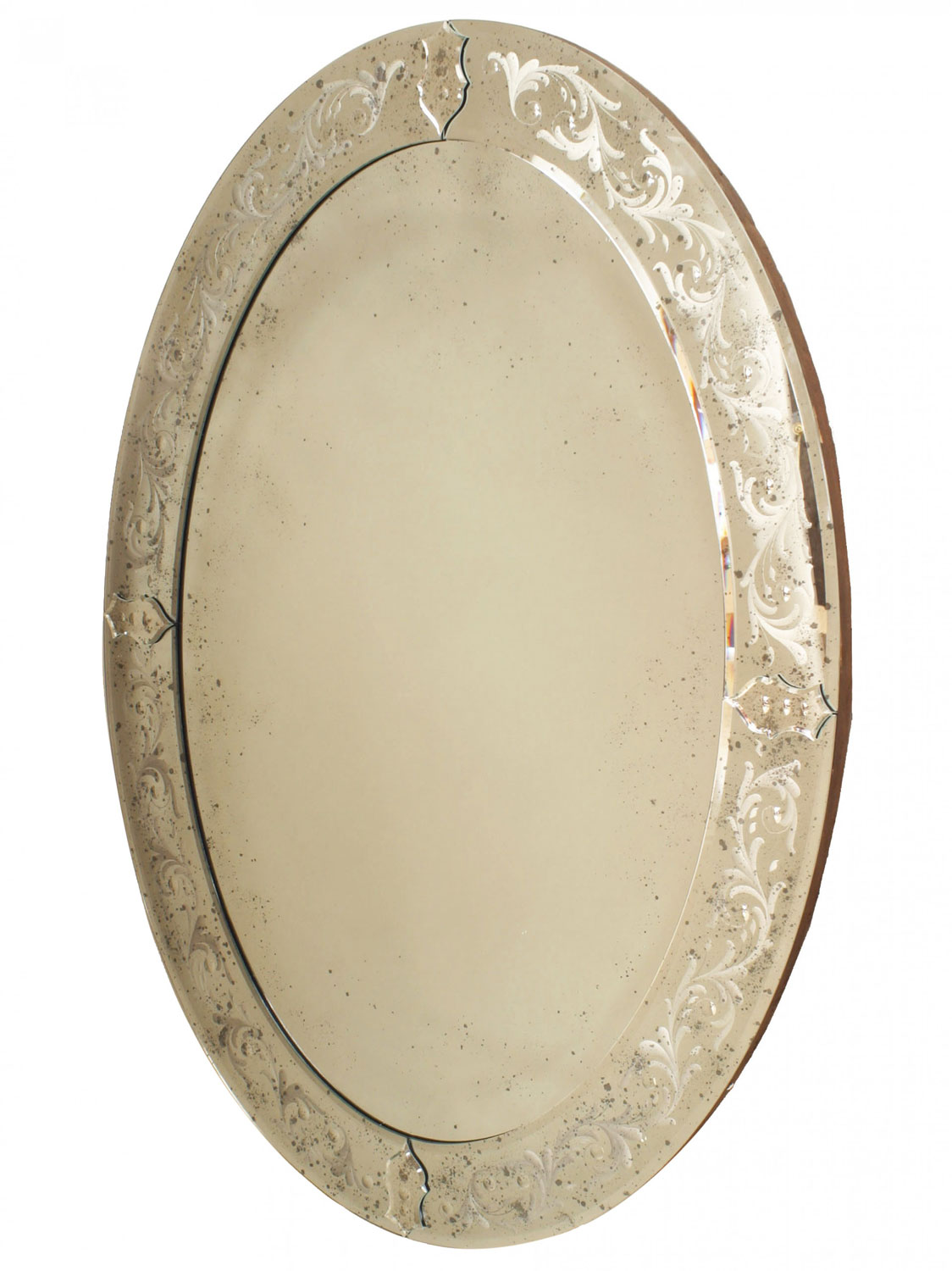 Italian venetian murano etched floral wall mirrors