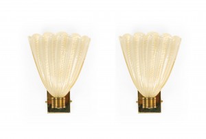 Italian murano gold dusted glass wall sconces