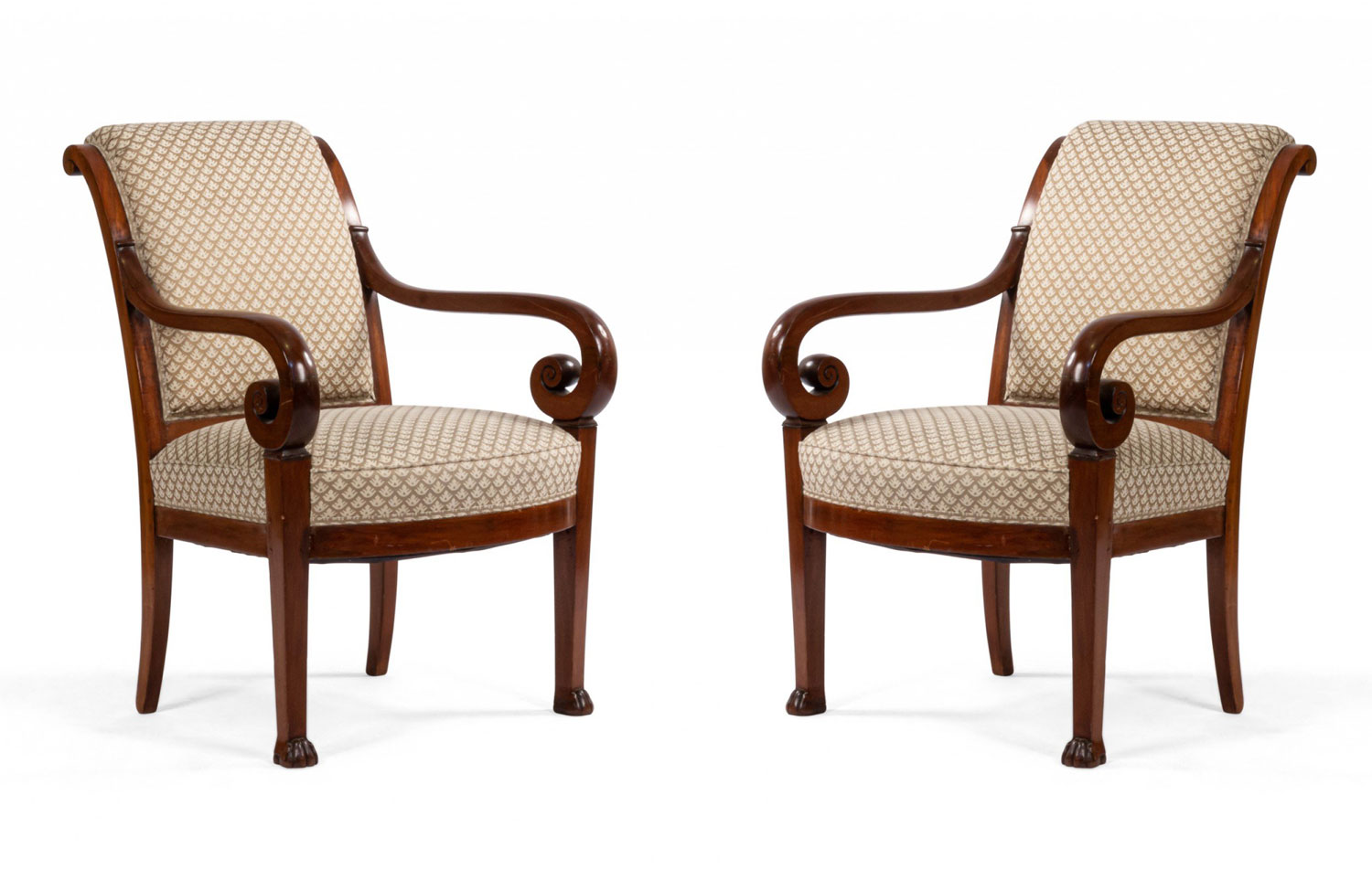 French restoration mahogany arm chairs