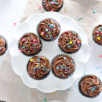 chocolate cupcakes with chocolate buttercream by sugar and sparrow