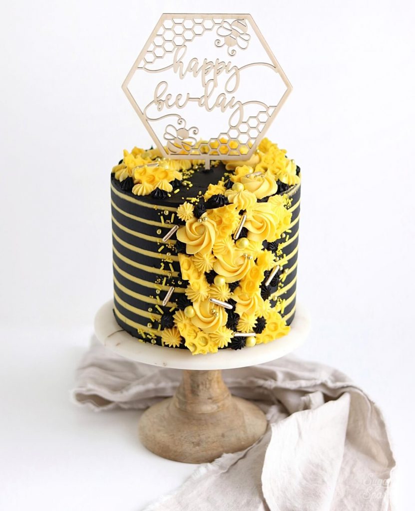 Bee themed birthday cake by Sugar & Sparrow