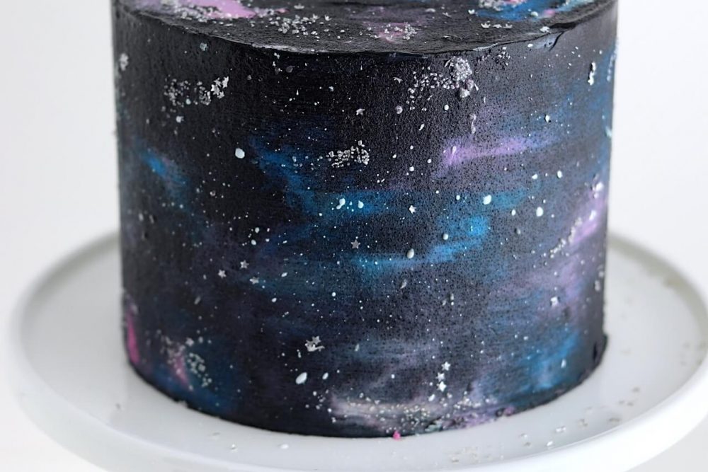 galaxy cake tutorial by Sugar and Sparrow