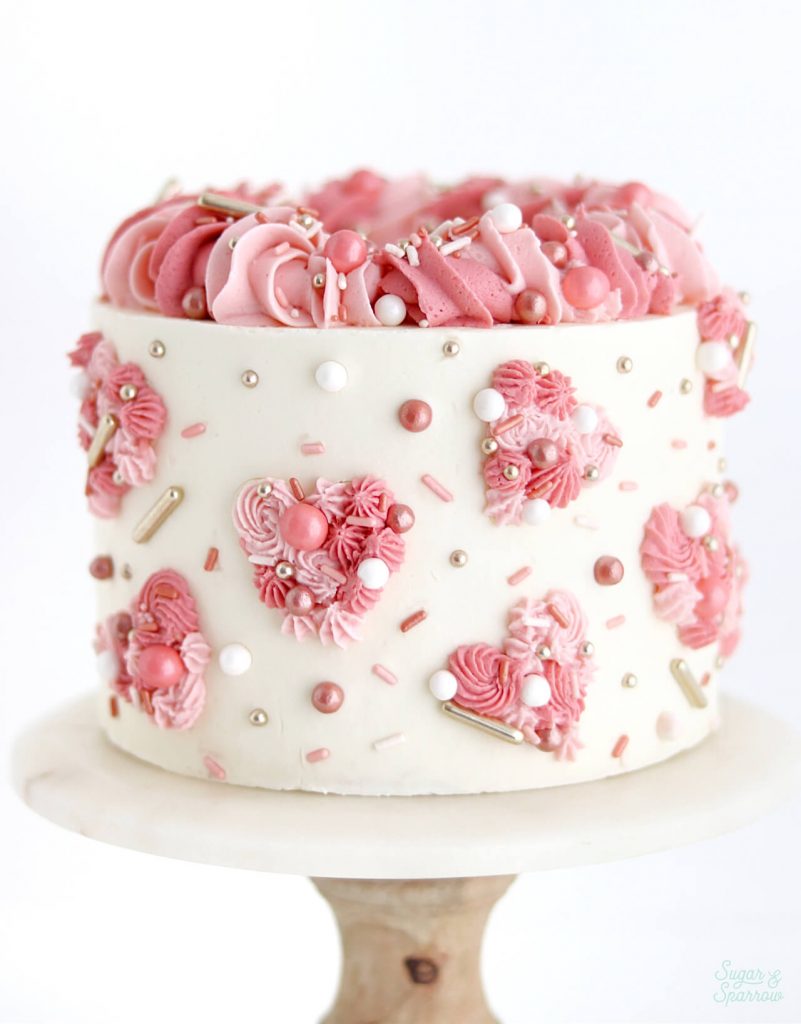 pink hearts valentines day cake