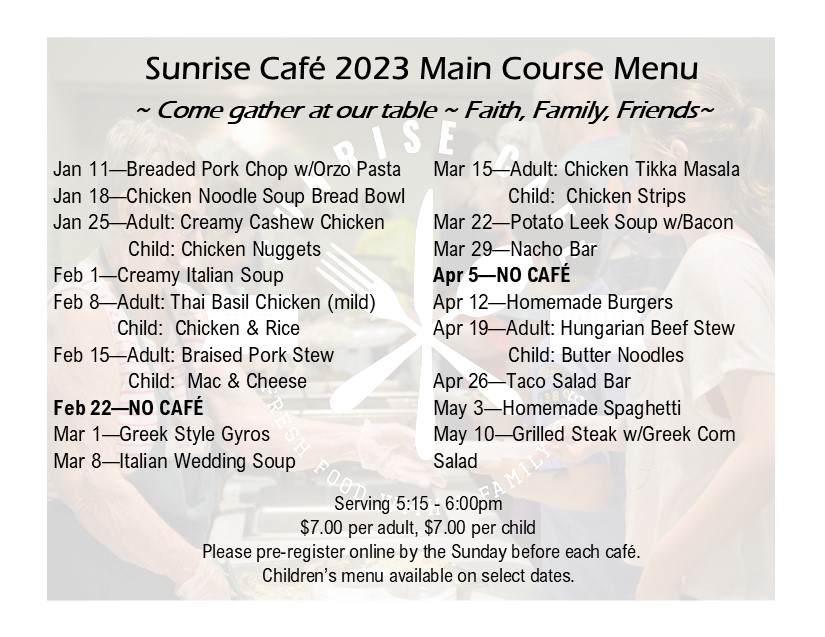 Cafe Menu Spring 2023 Cafe Menu Spring 2023