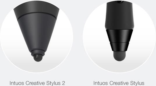 The nib of the Wacom Intuos Creative Stylus 2 compared the the older generation of the stylus