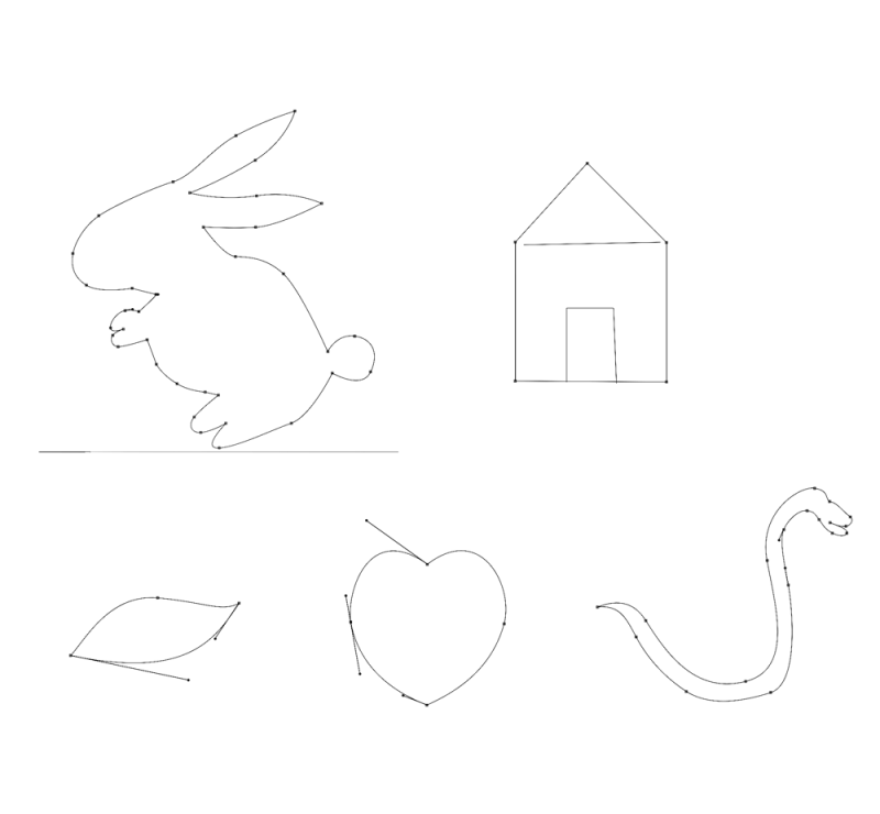 Various shapes that has been created using Photoshop pen tool