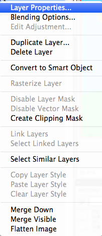 Layer Properties In The Drop Down Menu