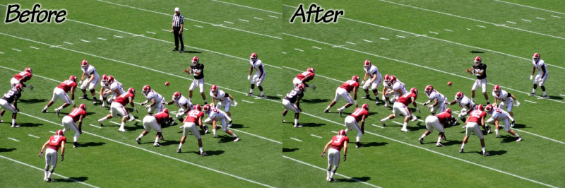 Removing the referee from the picture using Photoshop Photo Manipulation Tools. The Clone Stamp Tool