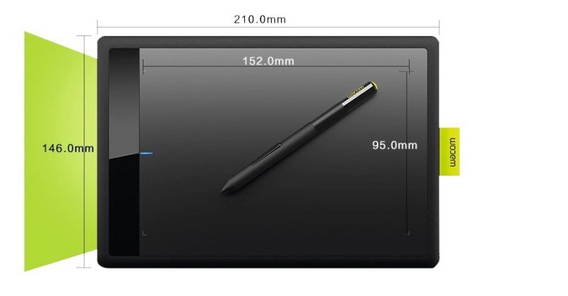 The dimensions of active area & the whole tablet of Wacom Bamboo CTL471