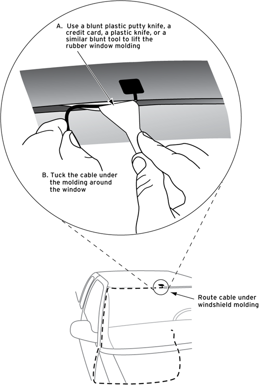 Cable getting tucked into window molding