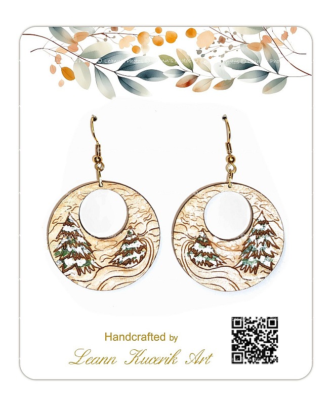 Winter Blizzard Hand Painted Earrings - One Sided