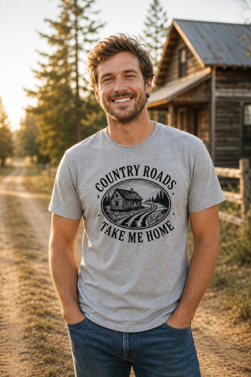 Country Roads Take Me Home T-Shirt | country_roads_vintage_tee.png